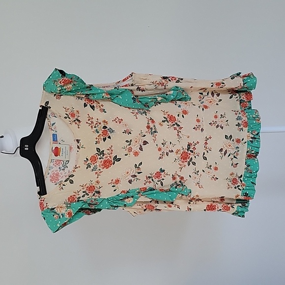 FARM Rio Floral Ruffle Top - Cream and Green - Picture 2 of 8